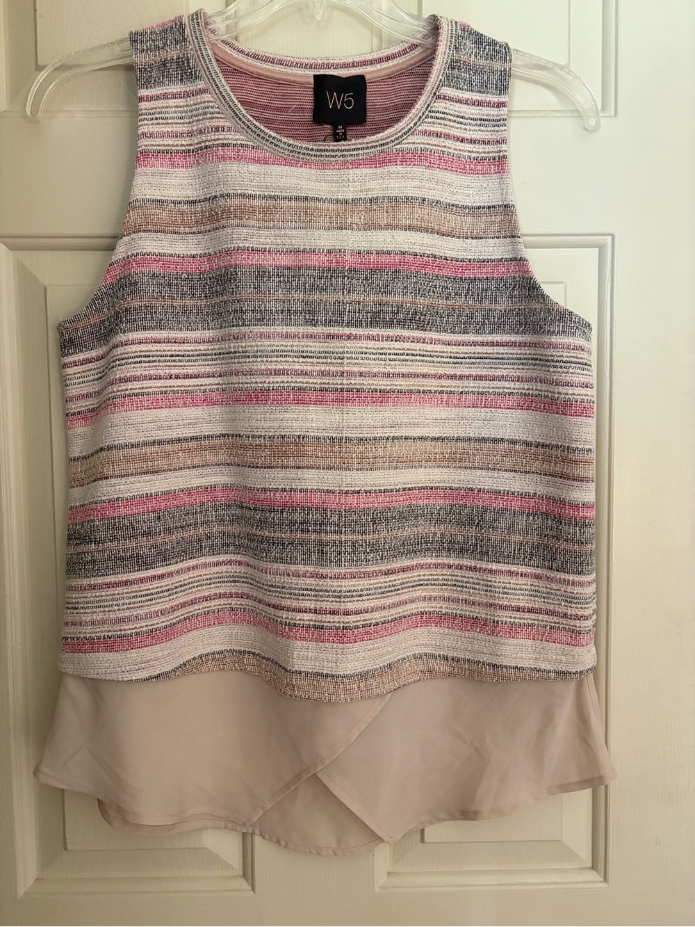 W5 Size Medium Striped Sleeveless Top in Pink & Neutrals - NWT